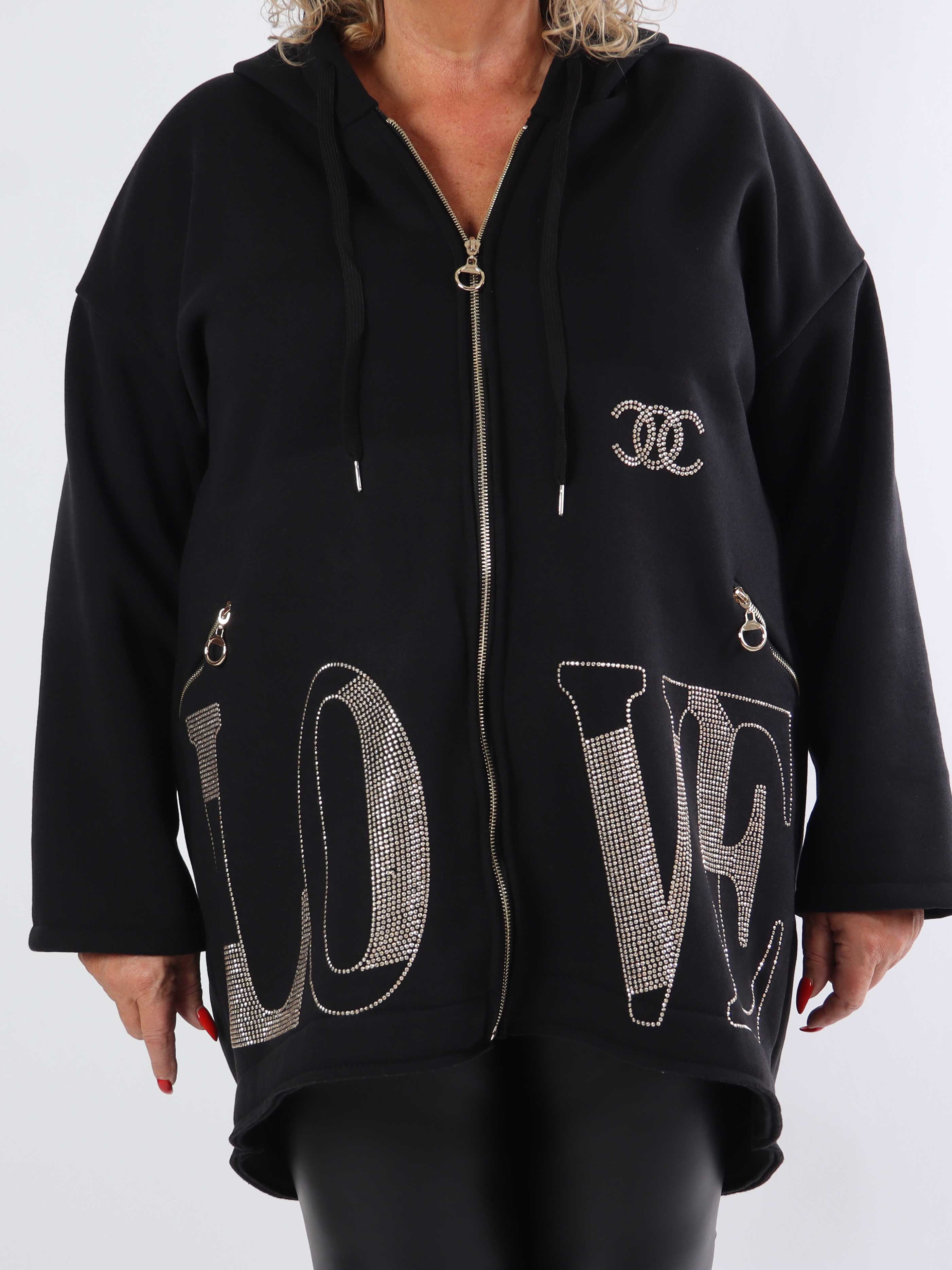 Adea - Blød plus size hoodie med lynlås og similisten